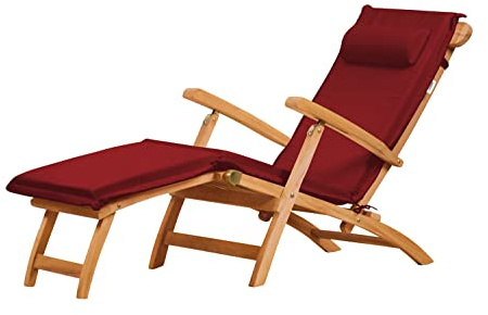 Kai Wiechmann Deckchair Auflage mit Nackenkissen im Set Bordeaux rot für Gartenliege Hochlehner