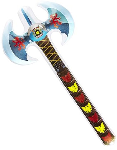 WIDMANN 04826 - Hache Unisexe Gonflable Double pour Adultes, Vikings, médiévaux, Chevaliers, Carnaval, fêtes à thème, 70 Cm