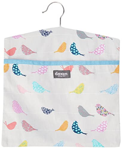 Dexam 16150263 Little Birds Peg Bag, Cotton, Stone, 1 x 30 x 33.5 cm