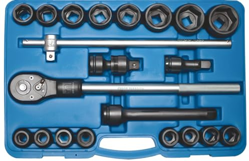 SW-Stahl 07605L Impact Steckschlüsselsatz 3/4 Zoll - 21-teilig LKW | Chrom-Molybdän Ratschenkasten für Schlagschrauber, Profi Knarrenkasten inkl. Umschaltknarre, Gleitgriff und Verlängerungen