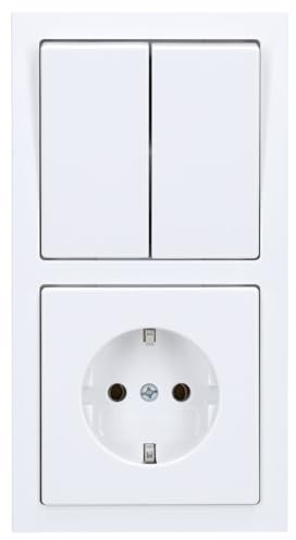 Busch-Jaeger Future Linear Set: Steckdose 20 EUC-84, Schalter 1785-84, Schalter-Einsatz 2000/5 US und Rahmen 1722-184K