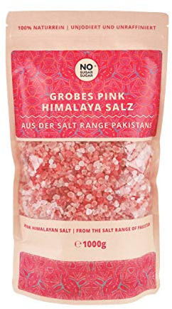 Pink Himalaya Salz 1kg, grobe Körnung, Perfekt für Salzmühle, Brocken, Steinsalz/Kristallsalz aus Pakistan 1kg 2kg 5kg 10kg 25kg wählbar mit großem Mengenrabatt