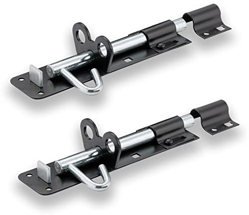 XFORT® 2 Pack Brenton Strong Sliding Lockable Padbolt 150mm (6) Ideal for use with Shed Doors, Gates and Outhouse Doors (150mm, Black)