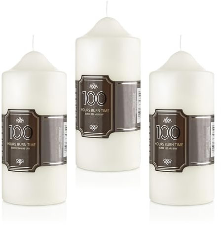 Winsome Church Candles 100 Hours Long Burning - 7cm x 16cm - Pack of 3 Non-Drip Unscented Christmas Candle Thick Clean Smokeless Burning Candles