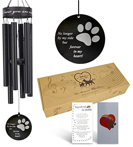 Carillón de Viento conmemorativo para Mascotas, 76 cm, con diseño de Patas, Regalo de Recuerdo para honrar y Recordar a un Perro, Gato u Otra Mascota, Metal, Color Negro