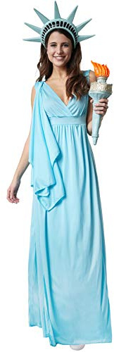 dressforfun 900548 - Damenkostüm Göttin der Freiheit, Ärmelloses Gewand im antiken Stil mit angenähter Schärpe (S | Nr. 302518)