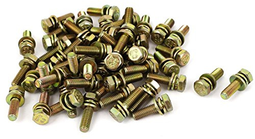 M6 x 20 mm, 8,8 gradi, bullone a testa esagonale placcato zinco giallo, 50 pezzi con rondella
