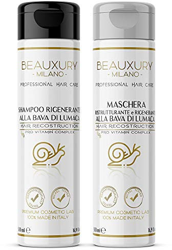 Kit Repair Danni da Tintura e Decolorazione Shampoo e Maschera 500+500 ML alla Bava di Lumaca + Cheratina Basso Peso Molecolare