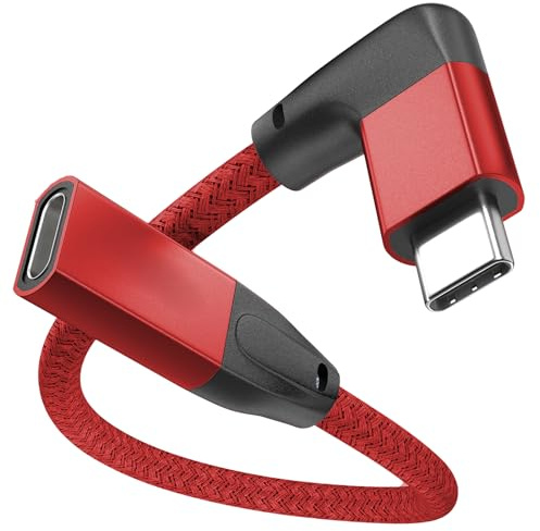 USB C Verlängerungskabel 0.2M, USB C 3.2 20Gbps Stecker auf Buchse Kabel | 90 Grad Winkel PD 100W Typ C Adapter 90 Grad, 5K/4K@60Hz Videokabel für iPhone 17 16 15, Galaxy S26 S25, MacBook M4 , Pixel
