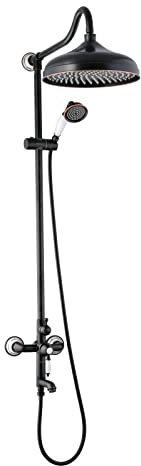 PaulGurkes Aufputz-Duschsystem 30cm Regendusche Retro Schwarz Nostalgie Keramik