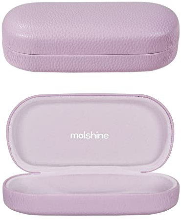 molshine Estuche rígido para gafas de sol de cuero, estuche clásico grande para anteojos para mujeres y hombres, anteojos de sol (Lavanda)