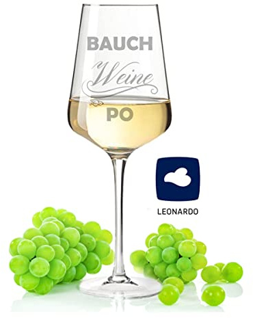 GRAVURZEILE Leonardo Weinglas mit Gravur - Bauch Weine Po - Lustige Geschenke mit Spruch - Geschenk für Hobby-Sommelier & Weinliebhaber - Geburtstagsgeschenk für Frauen & Männer - Farbe Puccini
