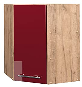 Vicco Eckhängeschrank Fame-Line, Bordeaux Hochglanz, 57 cm | MDF-Front · 2 Einlegeböden · Soft-Close · Metallgriffe · Platzsparende Ecklösung ✓