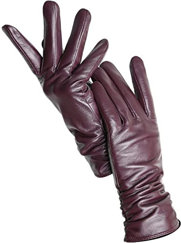 Damen Lederhandschuhe Winter Warm Plus Kurz Dünn Fahrfarbe Damen Lederhandschuhe