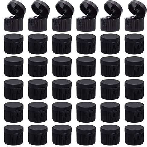 OLYCRAFT 36pcs 20/410 Black Flip Top Caps with 3mm Orifice Plastic Flip-Open Caps Replacement Flip-Top Cap Flip Top Dispensing Caps for Squeeze Bottles Shampoo Moisturizer Neck Diameter 20mm