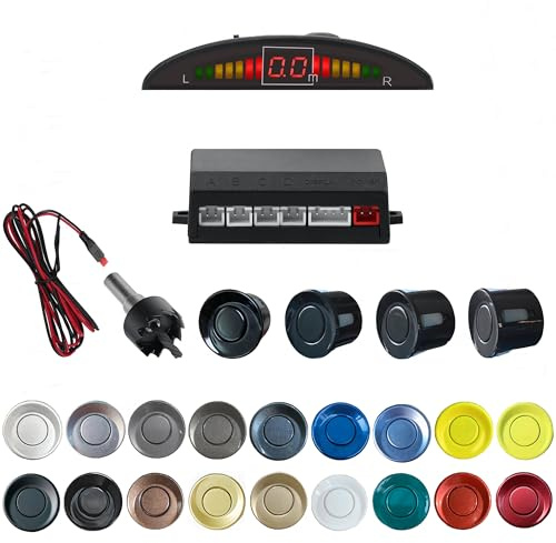 SANDETOUN Parking Sensor Kit Backup Sensor Kit Reverse Sensor for Car 18 Color Options for Probes Adjustable Alarm Volume Professional Sensore de Reversa para Carro Safe Driving Assistant（Black)