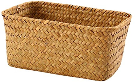 COLLBATH Gewebter Kleinigkeitenkorb Aus Seegras Mittelgroßer Tischkorb Für Wohnzimmer Und Küche Langlebiger Allzweck Organizer in Braun
