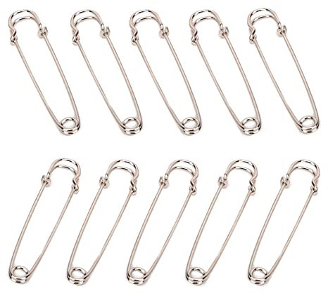 10 Stück silberfarbene, robuste Metall-Strickhalter, Sicherheitsdeckennadeln für Schmuck, Handwerk, Decken, Basteln, Röcke, Kilts, Broschenherstellung (5,1 cm)