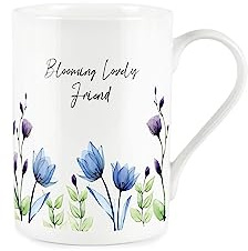 Friend Gift Mug - Blooming Lovely White Floral Bone China Tea Coffee Present Gift Mug