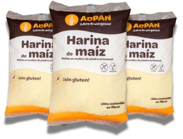 ADPAN Harina de Maíz Sin Gluten 100% Natural | Molida en Molino de Piedra | Ideal para Arepas, Tortillas, Pan y Repostería | Textura Fina y Sabor Auténtico | Pack 3 x 1kg