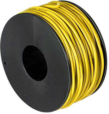 sourcing map 22AWG Elektrischer Draht 30 Meter Stromkabel 0,33 mm² Verzinntes Kupferkabel Flexibel Silikonkabel Litzenkern Klingeldraht Verdrahtungsleitung für DIY KFZ Auto Modell, Gelb