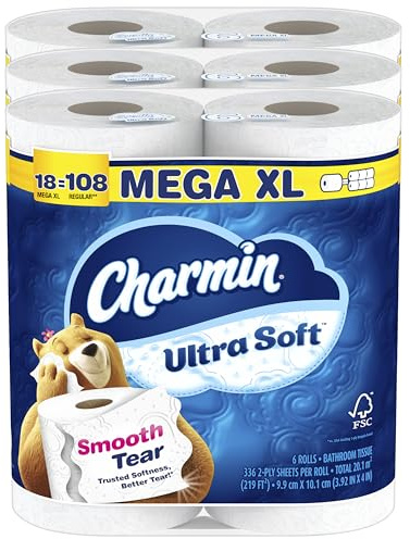 Charmin Ultra Soft Toilet Paper, 18 Mega XL Rolls = 108 Regular Rolls