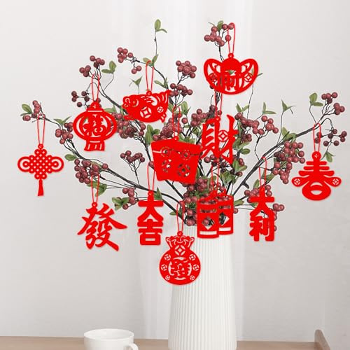 Bekecidi 12 Pezzi 2024 Decorazioni per Capodanno Cinese Ciondolo con Nodo Cinese Ornamenti da Appendere Tradizionali da Appendere Fortunati per Capodanno Albero di Casa Ornamenti per Auto