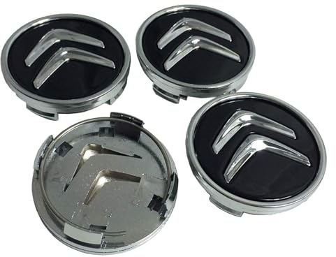 4 Tapas Centro Tapacubos para Citroën 60mm C1 C2 C3 C4 C5 - Tapas Llantas Centrales para Llantas para Llantas Originales OEM, Negro
