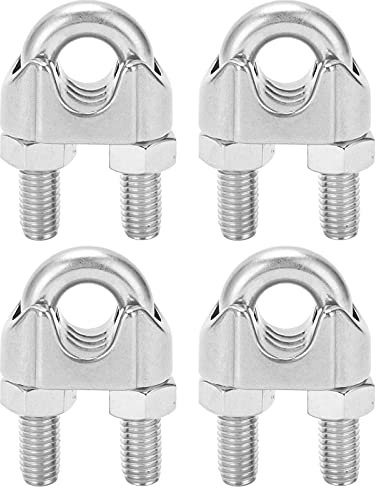 Drahtseil-Kabelklemmen, 4 Stück, U-Bolzen, Sattelbefestigung, 9/16 Zoll, M14, Drahtseil-Kabelklemmen, Zur Befestigung von Terrassenmöbeln, Markisen, Schwebenden Decken, 500 G