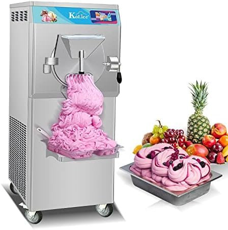 Kolice Commercial Hard Serve Ice Cream Machine, Italian Water Ice Maker - Strong Stainless Steel Door, 45L-55L/Hour, Cylinder 17L, CE Certificate