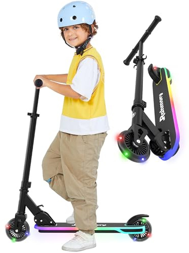 Rahmory Kick Scooter for Ages 5-12,Kid, Teens. Max Load 155 LBS. Foldable, Lightweight, with Light up Wheels and Dynamic Light Deck, Teen and Adults, 3 Adjustable Levels. (Black, 5+)