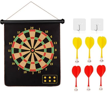 Furforstk dartscheibe Kinder mit 6 Pfeilen und Zwei Haken dartscheibe Outdoor Doppelseitige Kinder dartscheibe, dartscheibe winmau, Klassische dartboards für Kinder und Erwachsene - Geschenk
