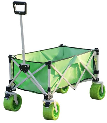 Strandwagen Klappbar Mit Bremsen, Bollerwagen Faltbar Strand Gartenwagen Mit Kippfunktion Transportkarre Klappbar Leicht Für Lebensmittelgeschäfte Im Freien Gartenarbeit Einkaufen(A)