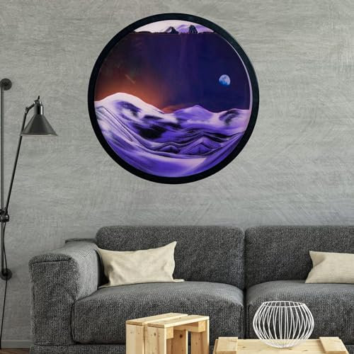 3D Dynamische bewegliche Sandkunst, 360° drehbar, Wandmontage, Sandmalerei, Tiefsee-Sandlandschaft in Bewegung, Raumdekoration, runde Glaskunst (35,1 cm B)