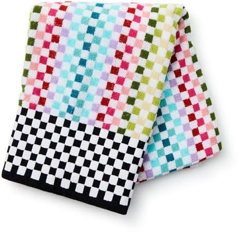 MACKENZIE-CHILDS Bath Towel, Cute Decorative Bathroom Towel, Rainbow Micro Check