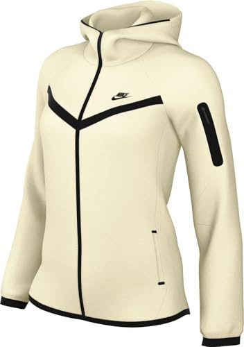 Felpa con Cappuccio E Zip A Tutta Lunghezza Nike Sportswear Tech Fleece Windrunner – Donna, Pale Ivory/Black, HV6747-110, M