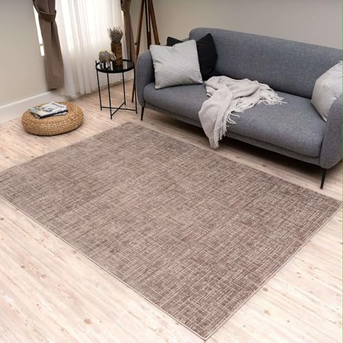 BORING PANDA Rustic Rug – Low Pile Area Rug for Living Room, Bedroom, and Kitchen – Soft, Durable, Pet-Friendly, Easy Maintenance [Beige, 80 x 150 cm]