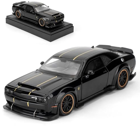 1/32 Dodge Hellcat Model Cars,Diecast Alloy Toy Car with Sound and Light Functions, Collectible Pull Back Vehicle, Gift for Children Black