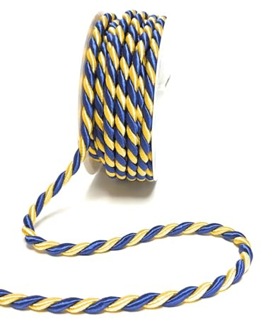s.dekoda Kordel 10m x 6mm zweifarbig Blau - Gelb Drehkordel Dekoband Kordelband Kordelschnur