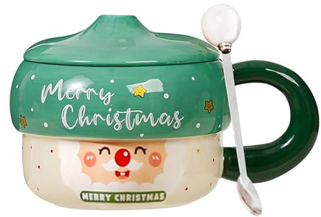 JIAHG Süße Kaffeetasse Kaffeebecher Keramik Weihnachtstasse Weihnachtsbecher Schneemannbecher Weihnachtsmann Becher Teetasse Milchtasse für Heiß- & Kaltgetränke