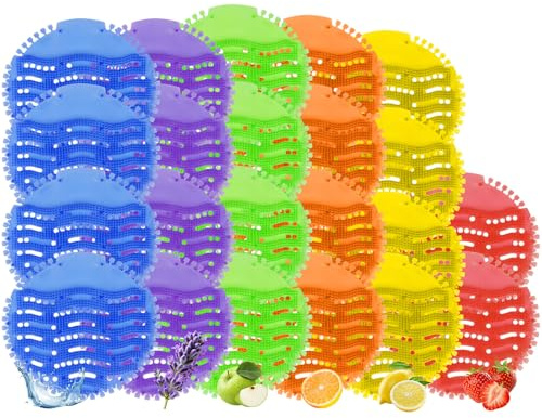LOMGDOVC Urinal Screen Deodorizer Mats 22 Pack, Urinal Mats Scented with Long Bristle, Anti-Splash & Anti-Clog Urinal Pads, Odour Freshener Blocks for Toilet, Bathroom, Office, Restaurant, School