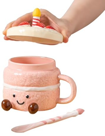 Wcybym Roliga kaffekoppar, keramik 400 ml med locksked fötter, roliga koppar keramisk kaffemugg – för kvinnor jul födelsedag alla hjärtans dag kontor skola varmt kallt vatten mjölk