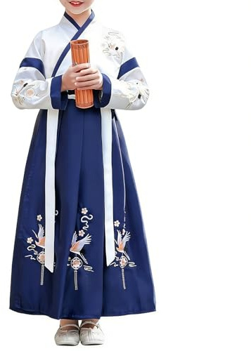 Genérico Vestido Hanfu Tradicional Chino para Niños, Traje De Baile Hanfu, Disfraz De Escenario Actuación Antiguo Disfraz Mulan para Niña, Ropa Traje China Heroina Hanfu, Azul