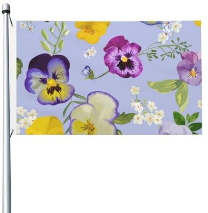 Bandera de flores de pensamiento de 1.5 m x 0.9 m con ojales, de poliéster, doble cara, para jardín.