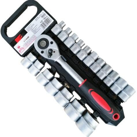 Juego de Llaves Carraca y Vasos 1/2 8-32mm. 19 piezas