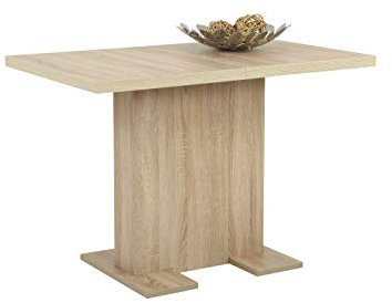 Hela Tische, Säulenesstisch Esstisch Britt, Holzwekstoff melaminbeschichtet, Dekor Sonoma Eiche, ausziehbar, 110-150x69x76 cm