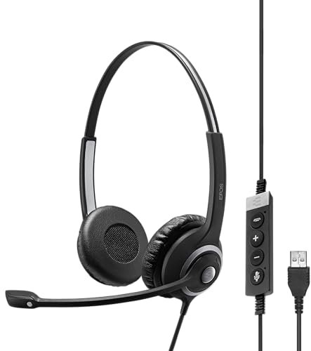 Sennheiser SC 260 MS II Binaural Diadema Negro - Auriculares con micrófono (Centro de Llamadas/Oficina, Binaural, Diadema, Negro, Alámbrico, 2,9 m)