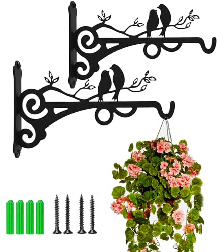 KEENSUNI 2PCS Hanging Basket Bracket, Brackets for Hanging Basket,Bird Feeders,Lanterns,Wind Chimes,Planters,Outdoor Decoration Hooks