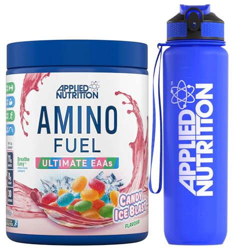 Applied Nutrition Bundle Amino Fuel 390g + Lifestyle Water Bottle 1000ml - Amino Acids Supplement, EAA Essential Amino Acids Powder, Muscle Fuel & Recovery (Candy Ice Blast)