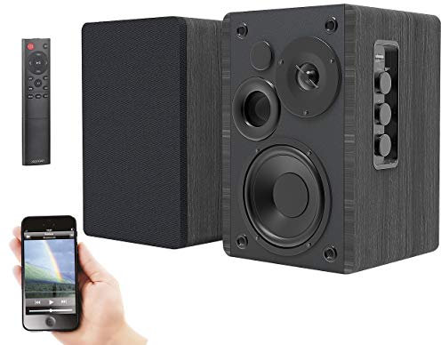 auvisio Aktiv Boxen: Aktives Stereo-Regallautsprecher-Set, Holz-Gehäuse, Bluetooth 5, 120 W (HiFi Lautsprecher, Speaker, Lautsprecherkabel)